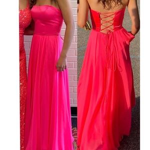 Sherri Hill Bright Pink Silk Strapless Prom Dress Size 00
